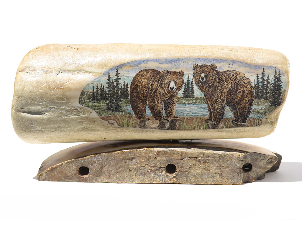 Dennis Sims Scrimshaw - Brown Bear Duo