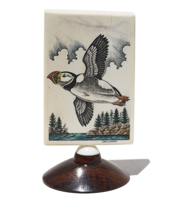 Charles Conner Scrimshaw - Flying Puffin