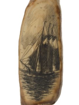 Gerry Dupont Scrimshaw - Graceful Schooner