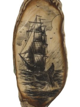 Gerry Dupont Scrimshaw - Clipper Passing Whale