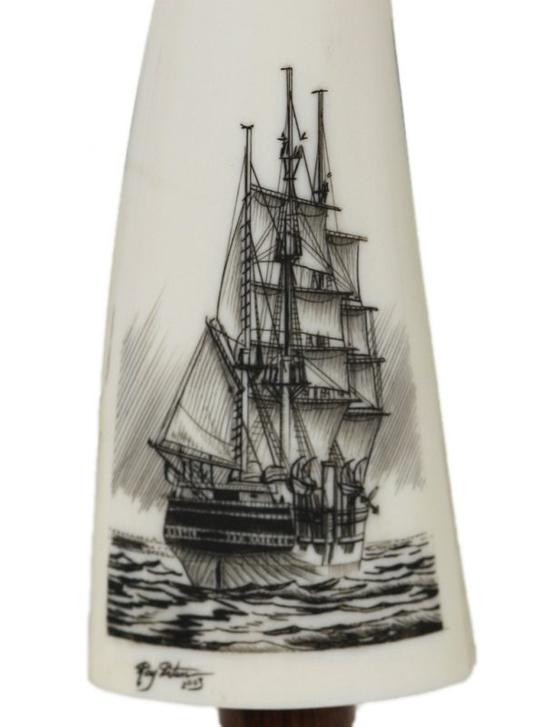 Ray Peters Scrimshaw - Stern View Whaler