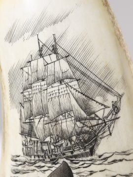 Ray Peters Scrimshaw - Whaler at Work