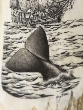 Ray Peters Scrimshaw - Whaler at Work