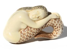 Unknown Carver - Mermaid in Repose (Oxbone) Netsuke