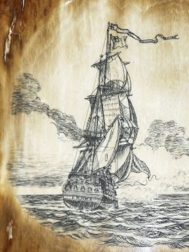 Gerry Dupont Scrimshaw - Drake vs Ranger 24 April 1778