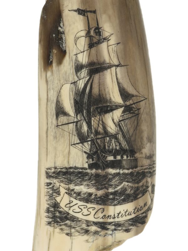 Gerry Dupont Scrimshaw - Old Ironsides in Storm