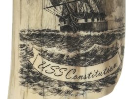 Gerry Dupont Scrimshaw - Old Ironsides in Storm