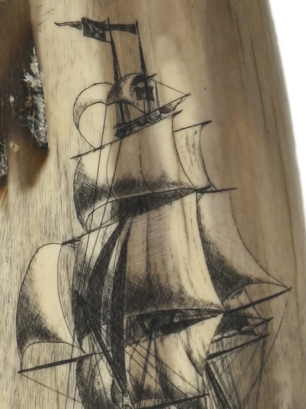 Gerry Dupont Scrimshaw - Old Ironsides in Storm