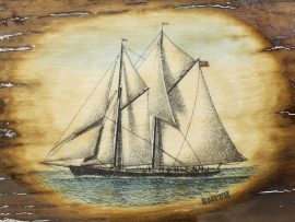 David Smith Scrimshaw - America's Cup Schooner