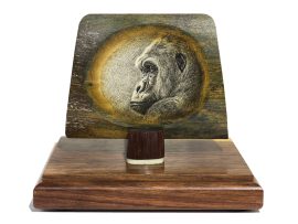 David Smith Scrimshaw - Thoughtful Silverback