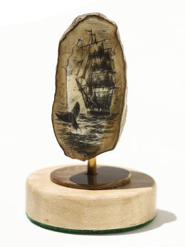 Gerry Dupont Scrimshaw - Whaler and Sounding Whale