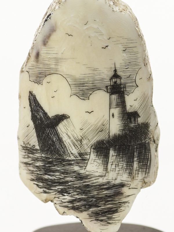 Gerry Dupont Scrimshaw - Whale and Lighthouse