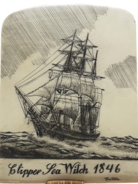 Ray Peters Scrimshaw - Clipper Ship Sea Witch 1846