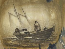 David Smith Scrimshaw - Lobsterman in Fog