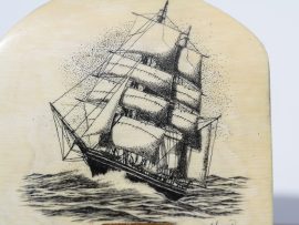 David Adams Scrimshaw - Whaling Bark at Sea