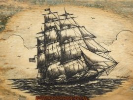 Gerry Dupont Scrimshaw - Clipper Heading to San Francisco