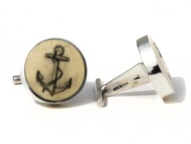 David Smith Scrimshaw - Ship's Anchor Cufflinks