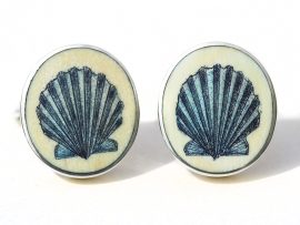 David Smith Scrimshaw - Scallop Shell Cufflinks