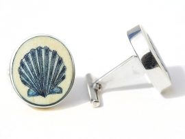 David Smith Scrimshaw - Scallop Shell Cufflinks