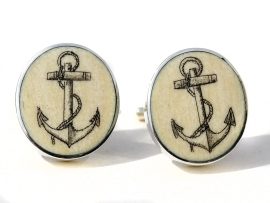 David Smith Scrimshaw - Ship’s Anchor Cufflinks