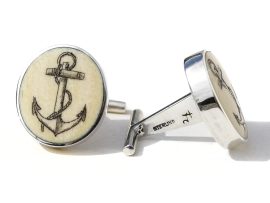 David Smith Scrimshaw - Ship’s Anchor Cufflinks