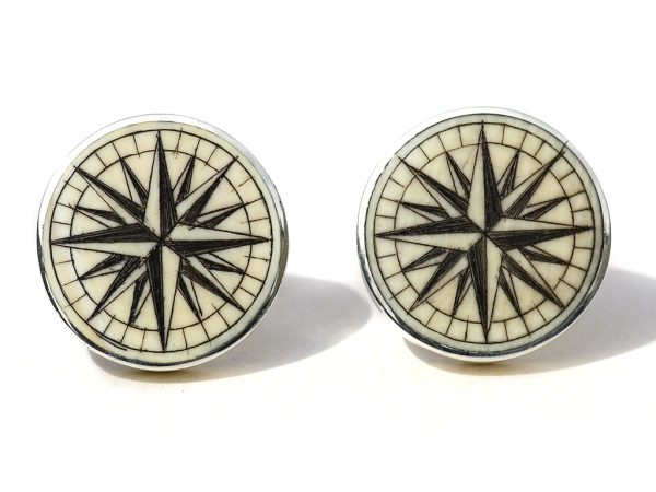 David Smith Scrimshaw - Compass Rose Cufflinks