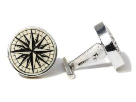 David Smith Scrimshaw - Compass Rose Cufflinks