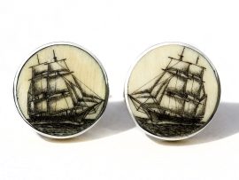 David Smith Scrimshaw - Compass Rose Cufflinks