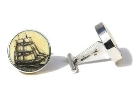 David Smith Scrimshaw - Compass Rose Cufflinks