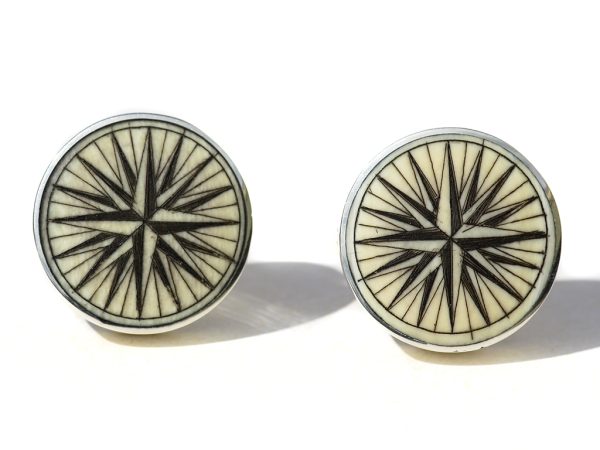 David Smith Scrimshaw - Compass Rose Cufflinks