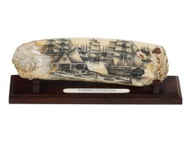 James W. Lee Scrimshaw - The WANDERER in New Bedford Harbor