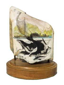 T.C. Moeller Scrimshaw - Humpback Pod and Explorers