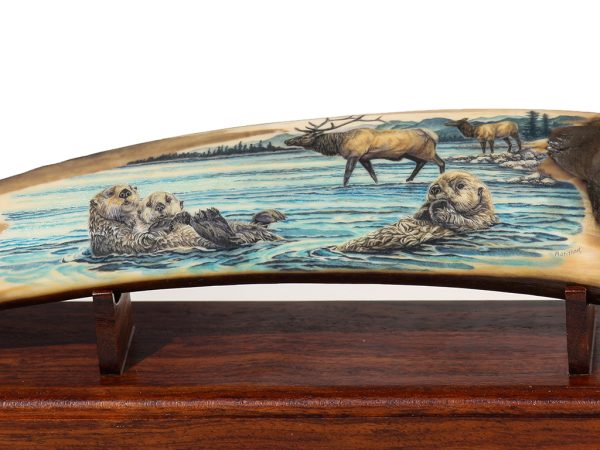 Matt Stothart Scrimshaw - Sea Otters and Elk