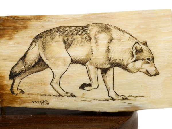 John Majak Scrimshaw - Stalking Gray Wolf
