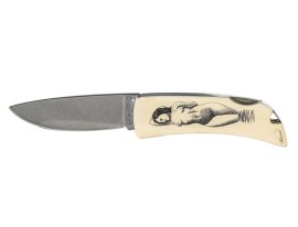 D. Adams Scrimshaw - Nude Portrait on Boker Knife