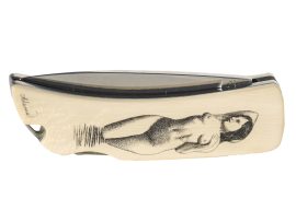 D. Adams Scrimshaw - Nude Portrait on Boker Knife