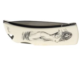 D. Adams Scrimshaw - Nude Portrait on Boker Knife