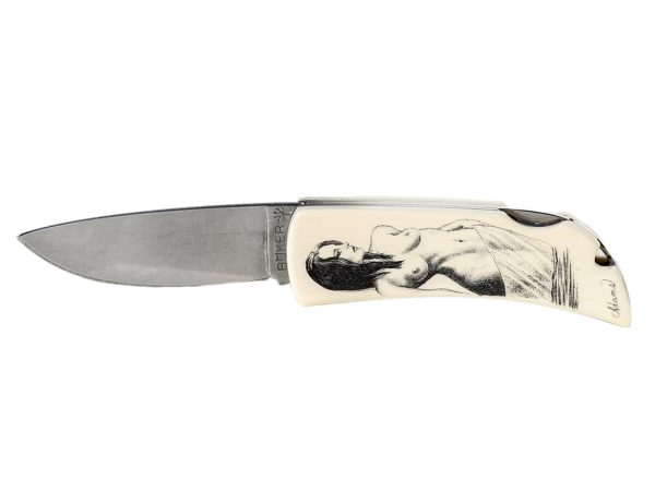 D. Adams Scrimshaw - Nude Portrait on Boker Knife