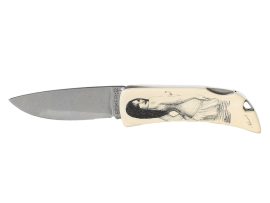 D. Adams Scrimshaw - Nude Portrait on Boker Knife