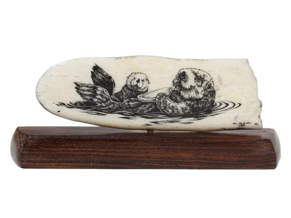 Geoff Olson Scrimshaw - Sea Otter and Pup