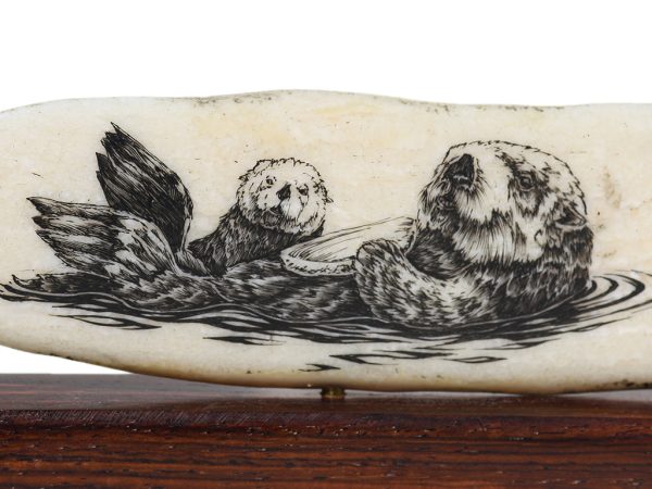 Geoff Olson Scrimshaw - Sea Otter and Pup