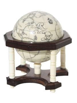 David Adams Scrimshaw - Scrimshaw Globe on Ivory Cue Ball