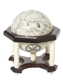 David Adams Scrimshaw - Scrimshaw Globe on Ivory Cue Ball