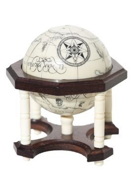 David Adams Scrimshaw - Scrimshaw Globe on Ivory Cue Ball