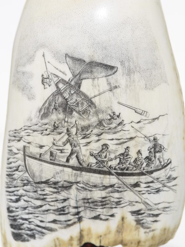 Ray Peters Scrimshaw - Upset Whaleboat!
