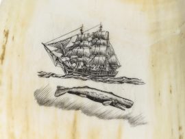 Ray Peters Scrimshaw - Upset Whaleboat!