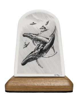 Ray Peters Scrimshaw - Humpback Family and Dolphins