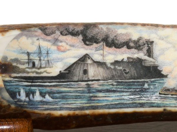 Stothart Scrimshaw - Battle of Monitor vs Merrimac