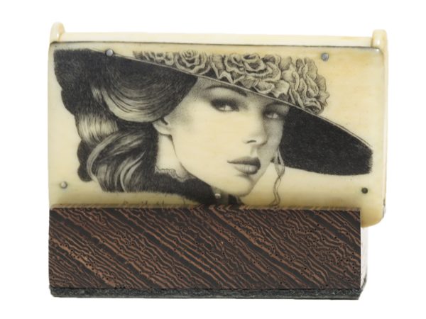 David Adams Scrimshaw - Sultry Woman with Hat