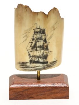 Frank Barcelos Scrimshaw - Full Sail Clipper Ship